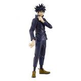 Figurine Megumi Fushiguro de Jujutsu Kaisen, collection Pop Up Parade par Good Smile Company, en uniforme noir avec cheveux en bataille, sur socle transparent.