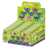 sachets mystères Stitch Plush Bag Clip, avec plusieurs versions peluche de Stitch et ses amis sur fond vert et violet, mettant en avant une collection à découvrir.