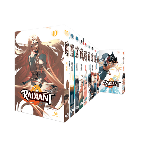 Coffret anniversaire collector Radiant – 10 tomes, illustrations, figurines cartonnées et goodies exclusifs