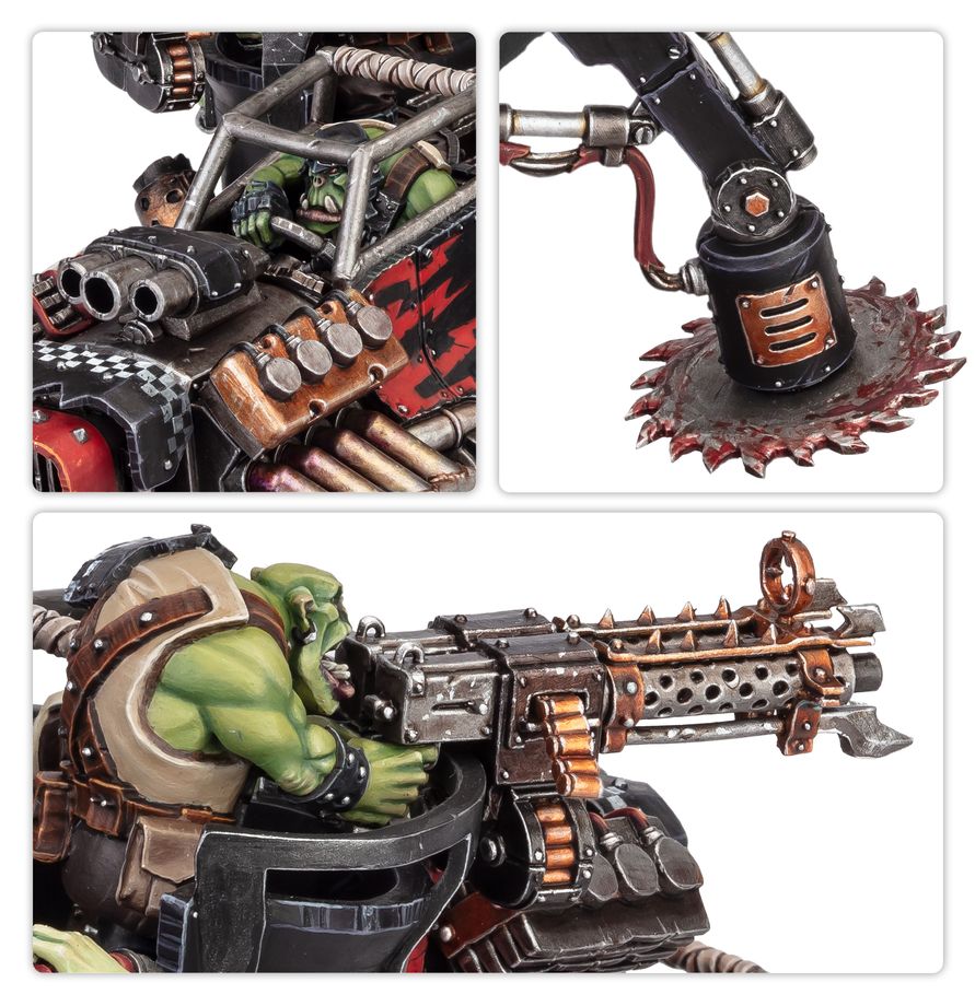Warhammer 40,000 Orks Trukk Kamion contenant 1 figurine Citadel de véhicule ork blindé avec pince mécanique, gros pneus et défenses massives.