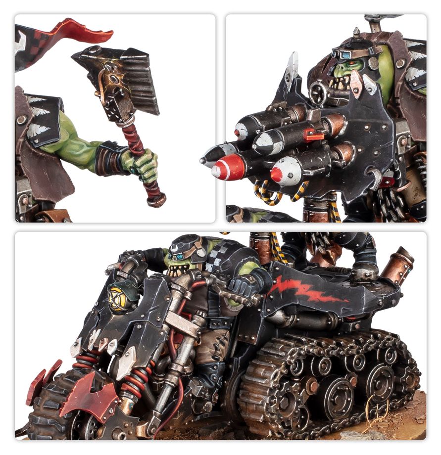 Boîte Warhammer 40,000 Orks Wartrakk Motoch’nill contenant 1 figurine Citadel de véhicule ork chenillé armé.