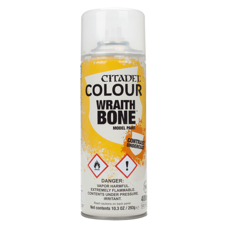 Spray Citadel Wraith Bone 400 ml, sous-couche claire idéale pour peinture Contrast sur figurines.