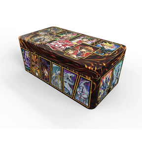 Boîte collector Yu-Gi-Oh! Tin 2023 25e Anniversaire avec illustrations de personnages et monstres iconiques.